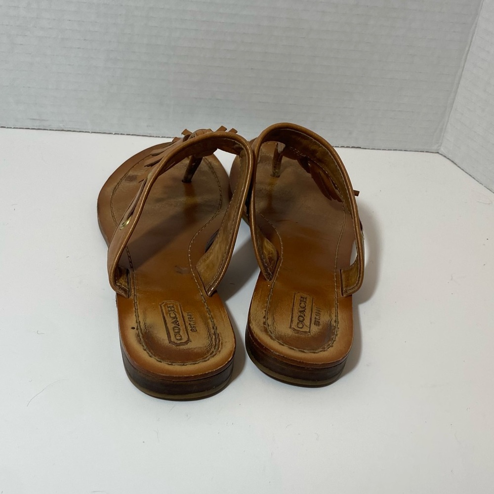Coach Sheena Women’s Leather Sandals TannedTassels Gold Grommets Size 8.5 - Picture 5 of 9